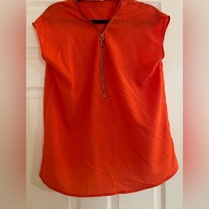 Michael Kors Orange Cap sleeve zip collar size medium